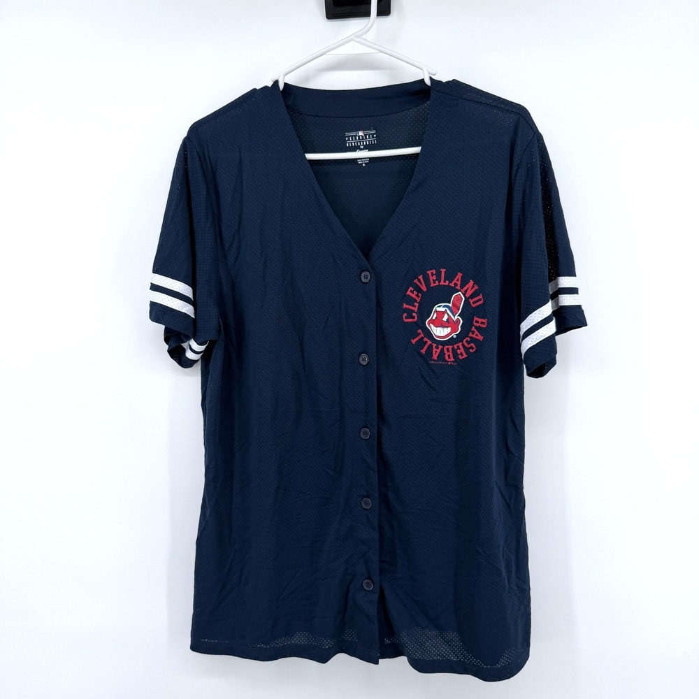 Campus Lifestyle Baseball Jersey Cleveland Indians XL Navy Blue Mens‎ MLB Shirt